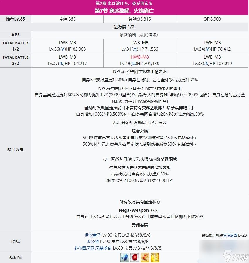 fgo通古斯攻略 通古斯主线本柱子战关卡配置