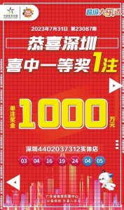 ​深圳市民喜中一等奖1000万元